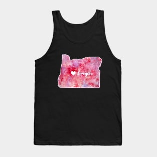 Oregon state map USA heart watercolor pink watercolour Tank Top